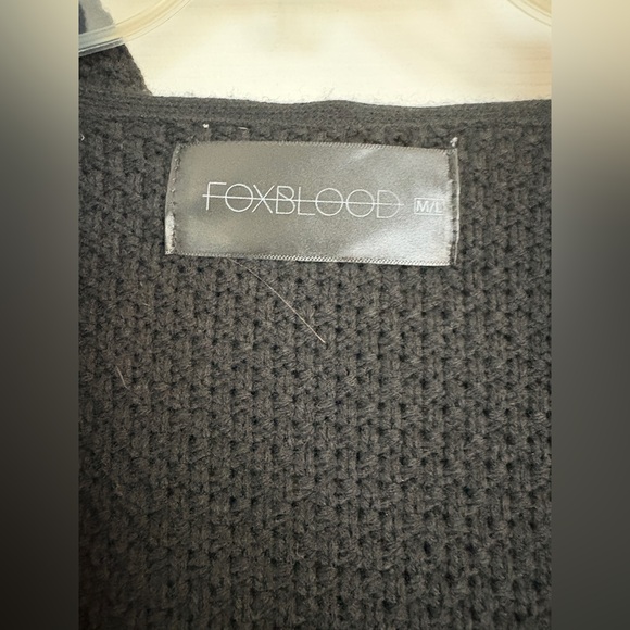 Foxblood Open Front Textured Dream Hooded Distressed Cardigan Sweater - M/L - Picture 6 of 12